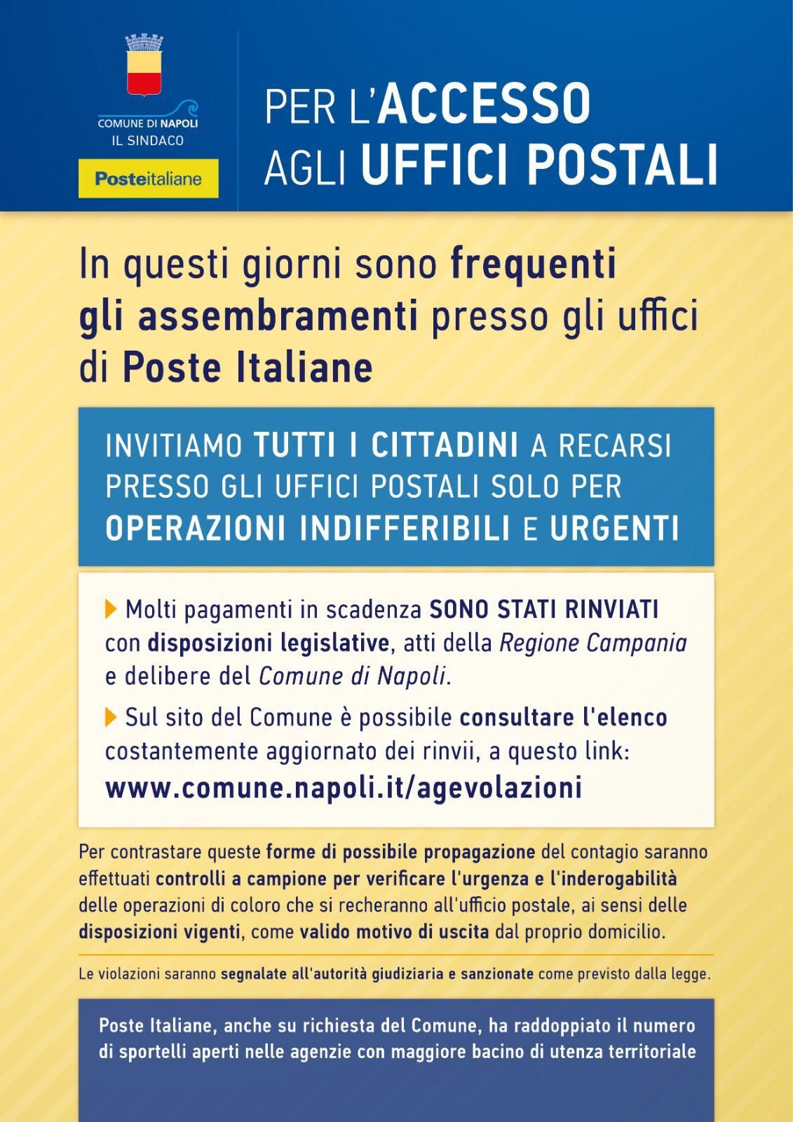 Emergenza coronavirus: accesso agli uffici postali