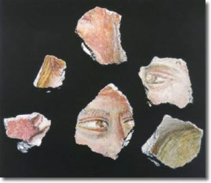 coloured fragments of decorations