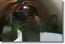 picture of the hall with plants and tables