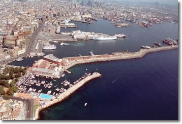 sight from above of the port of Naples