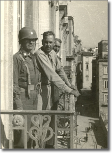The brigadier general Frank J. McSherry at a balcony of Palace San Giacomo.