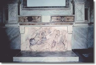 marble altar with the bas-relief