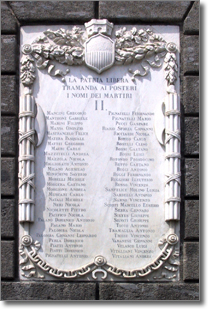 marble memorial tablet on the right of San Giacomo Palace main door
