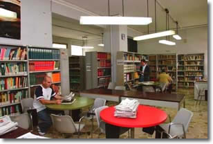 Interior of the library with some students