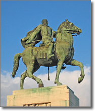 detail of the equestrian monument to Diaz
