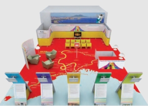 rendering dello stand del Comune di Napoli