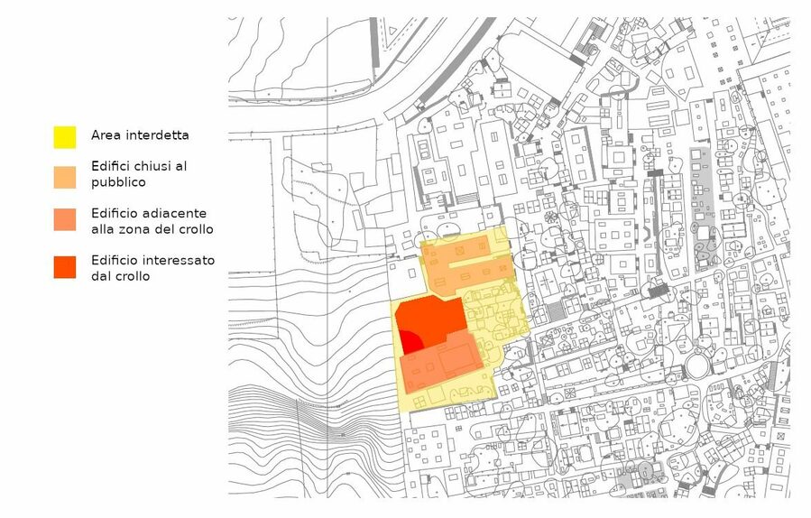 La planimetri dell'area del cimitero interdetta al pubblico
