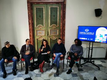 Un momento della conferenza stampa di presentazione di Napoli World