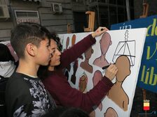 Una foto della manifestazione in piazza