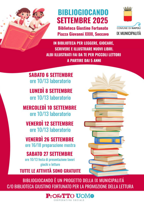 Progetto “Bibliogiocando – Settembre 2025” alla Biblioteca Giustino Fortunato a Soccavo