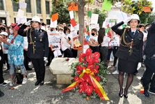 Una foto delle celebrazioni in ricordo del giudice Falcone a piazza Municipio