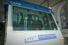 Una foto della cerimonia di riapertura della funicolare